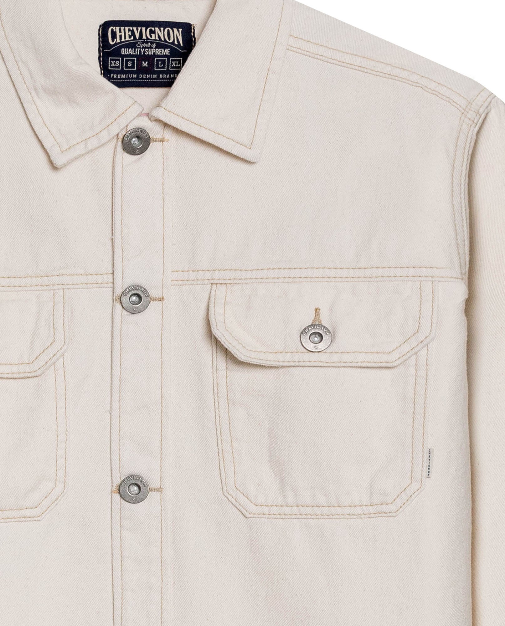 Mens Shacket Straight Silhouette Raw Ivory Wash Cotton Contrast Stitching Patch Pockets - Raw 63_321H002_CRU134403_8