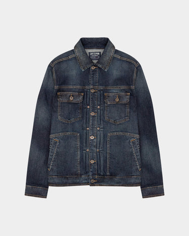 DARK WASH DENIM UTILITY JACKET