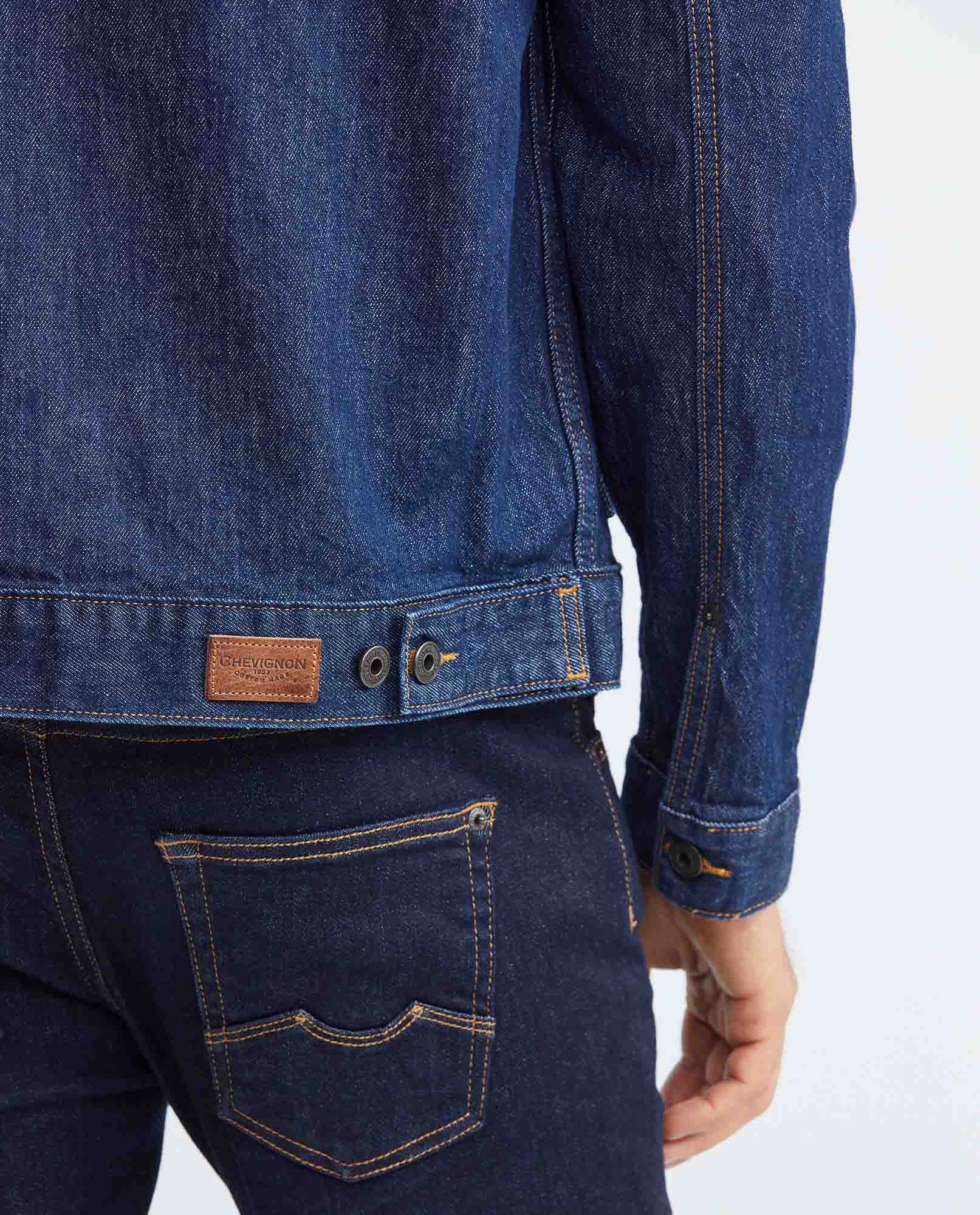 Men's Trucker Jacket Dark Wash Clean in Cotton Stretch Blend 322F000 - 6