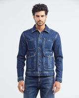 Men's Jacket Seam Distressing Bellows Pockets in Cotton Stretch Blend 322F001 - 1