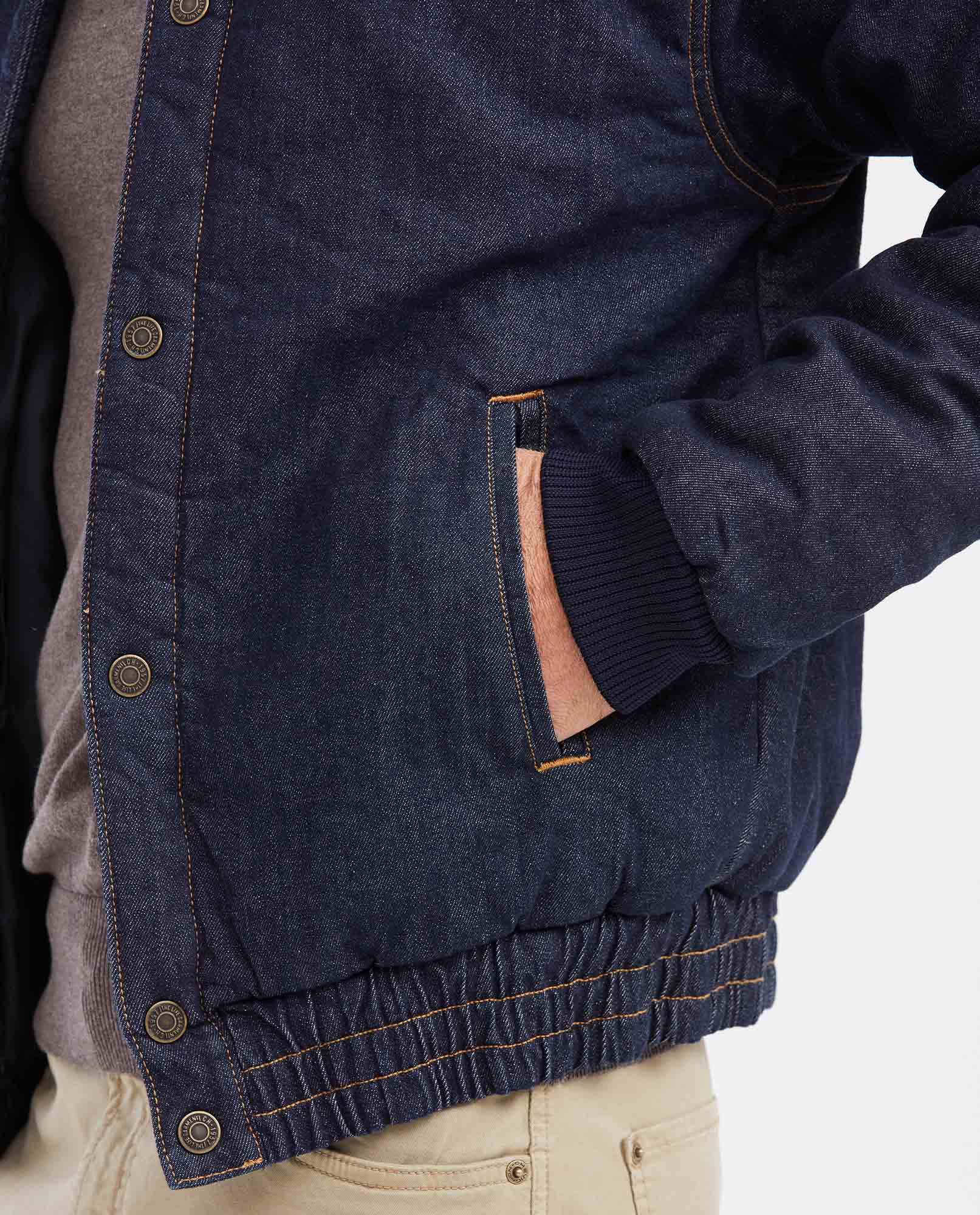 Dark Blue Denim Bomber Jacket for Men - Blue 322G001 - 3