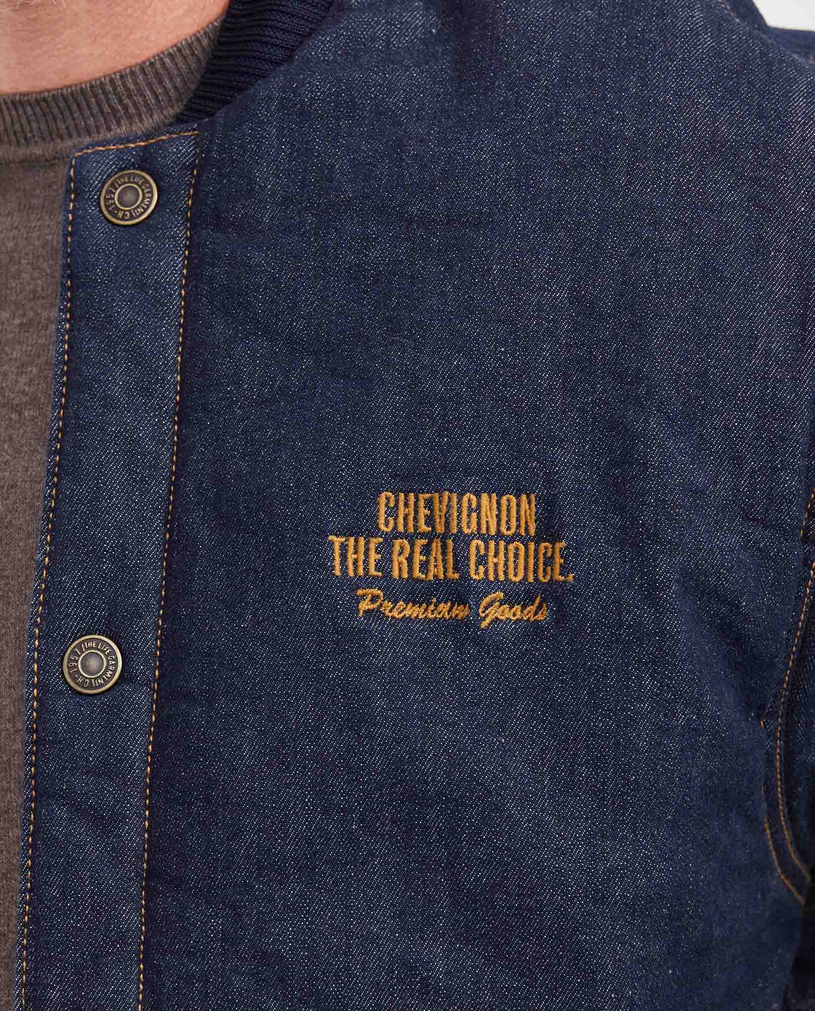 Dark Blue Denim Bomber Jacket for Men - Blue 322G001 - 4