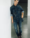 Mens Embroidered Denim Trucker Jacket - Special Collection - Blue 63_322H201_AZU194052_4