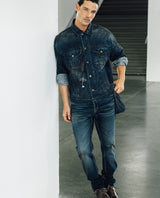 Mens Embroidered Denim Trucker Jacket - Special Collection - Blue 63_322H201_AZU194052_4
