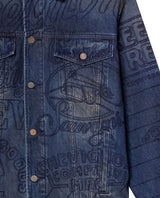 Mens Embroidered Denim Trucker Jacket - Special Collection - Blue 63_322H201_AZU194052_8