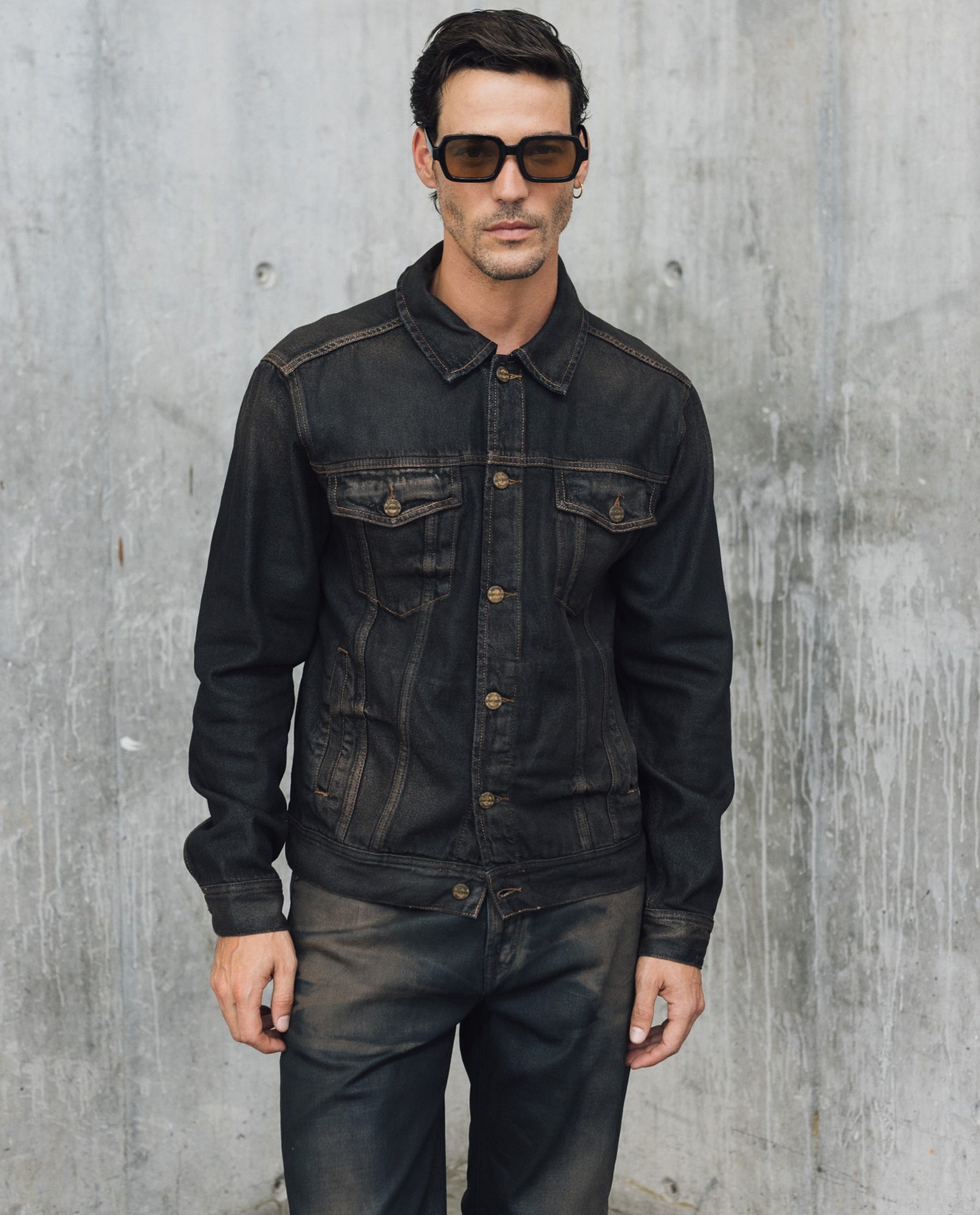 Mens Black Denim Trucker Jacket - Special Collection - Black 63_322H202_NEG194004_0