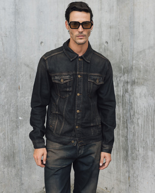 Mens Black Denim Trucker Jacket - Special Collection - Black 63_322H202_NEG194004_0