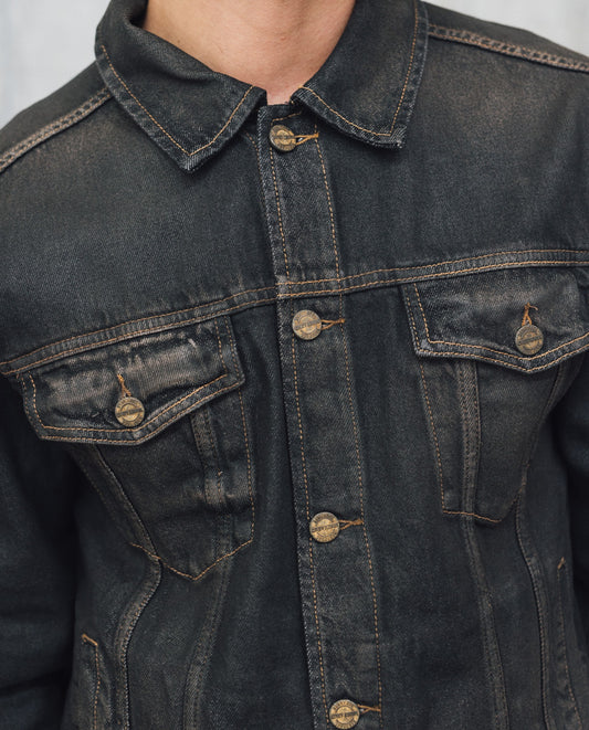 Mens Black Denim Trucker Jacket - Special Collection - Black 63_322H202_NEG194004_3