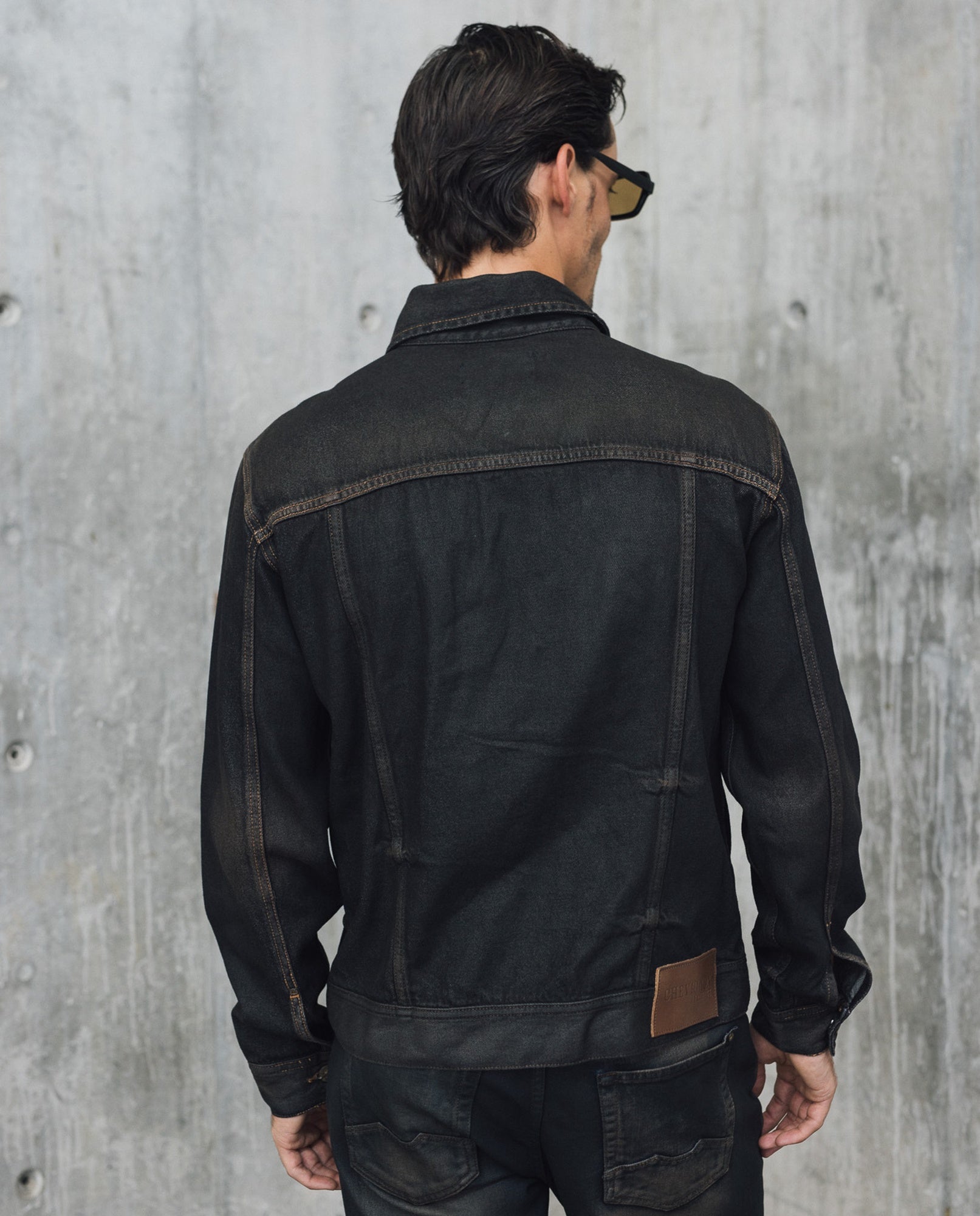 Mens Black Denim Trucker Jacket - Special Collection - Black 63_322H202_NEG194004_5