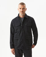 Men's Denim Parka Jacket in Cotton-Viscose Blend, Evening 329G001 - 1
