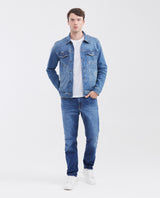 Men's Morrison Jeans Straight Bootcut Medium Wash in Cotton-Recycled Polyester Blend 330F002 - 2