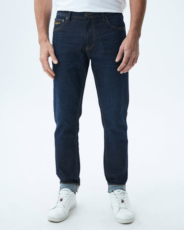 STRAIGHT FIT MID-RISE JEANS IN ULTRA DARK WASH