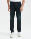 STRAIGHT FIT MID-RISE DARK JEANS IN ULTRA DARK WASH ST027