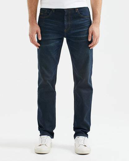 JEANS RECTOS DE TIRO MEDIO EN LAVADO ULTRA OSCURO