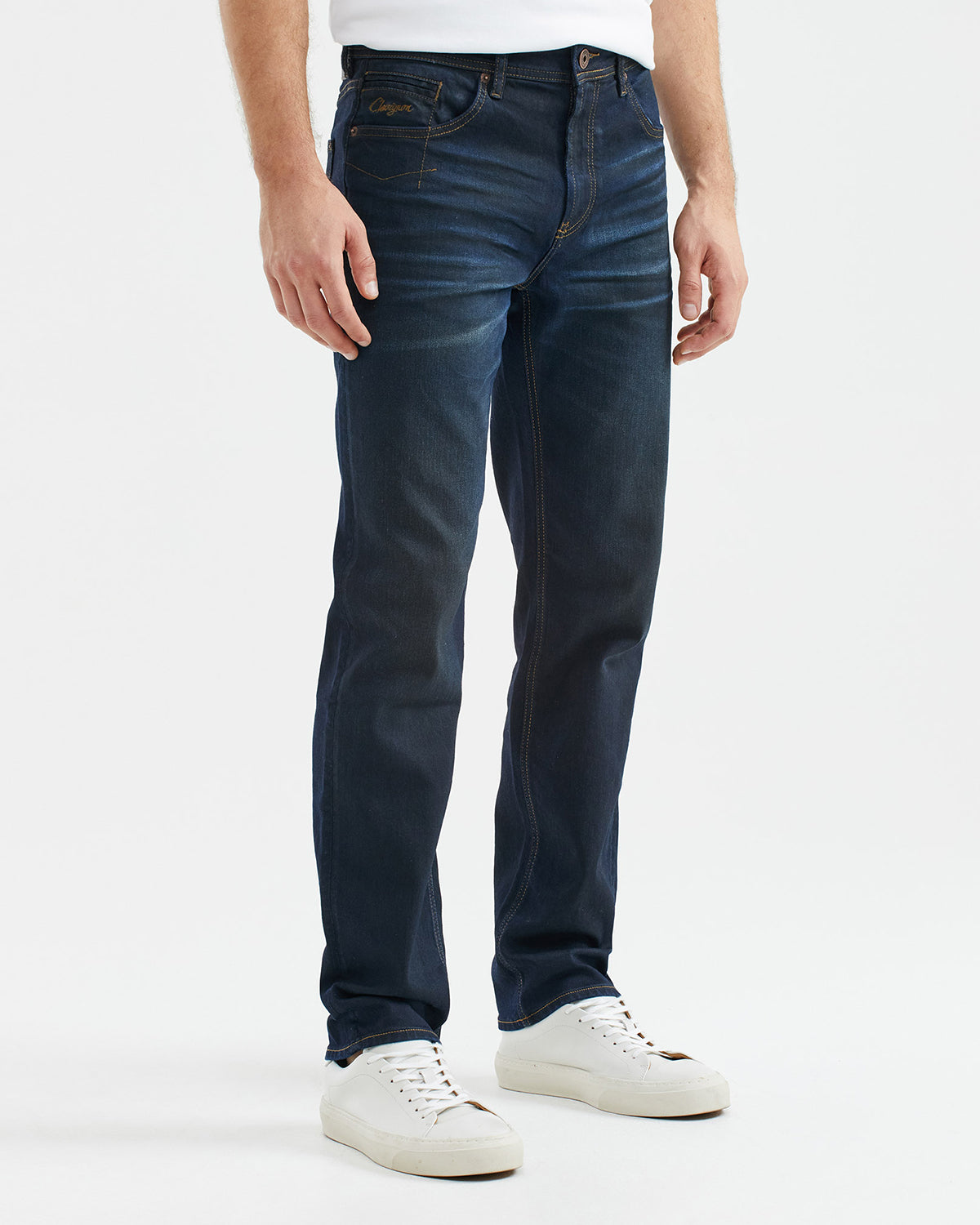 JEANS RECTOS DE TIRO MEDIO EN LAVADO ULTRA OSCURO