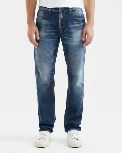STRAIGHT FIT MID-RISE JEANS IN DARK WASH ST028