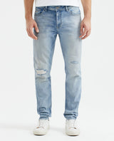 Men's Morrison Jeans Straight Bootcut Light Wash Rips Heel Recycled Blend - 1