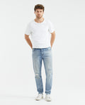 Men's Morrison Jeans Straight Bootcut Light Wash Rips Heel Recycled Blend - 2