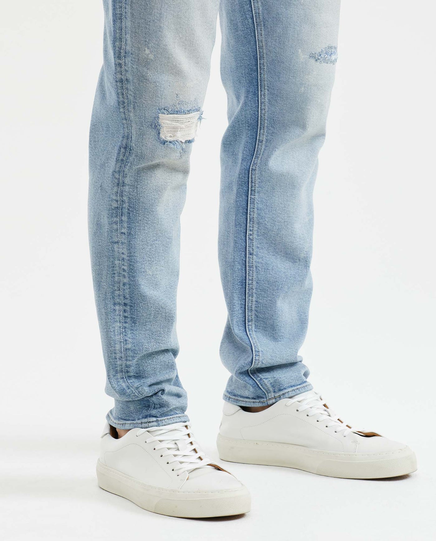 Men's Morrison Jeans Straight Bootcut Light Wash Rips Heel Recycled Blend - 4