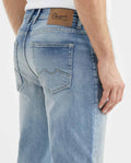 Men's Morrison Jeans Straight Bootcut Light Wash Rips Heel Recycled Blend - 6