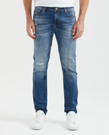 Jean Men's Slim Fit, Famous, Slim Boot - Medium Vintage Blue + Distressed - Blue 331F016 - 1