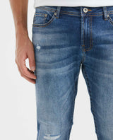 Jean Men's Slim Fit, Famous, Slim Boot - Medium Vintage Blue + Distressed - Blue 331F016 - 8