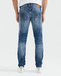 Jean Men's Slim Fit, Famous, Slim Boot - Medium Vintage Blue + Distressed - Blue 331F016 - 9