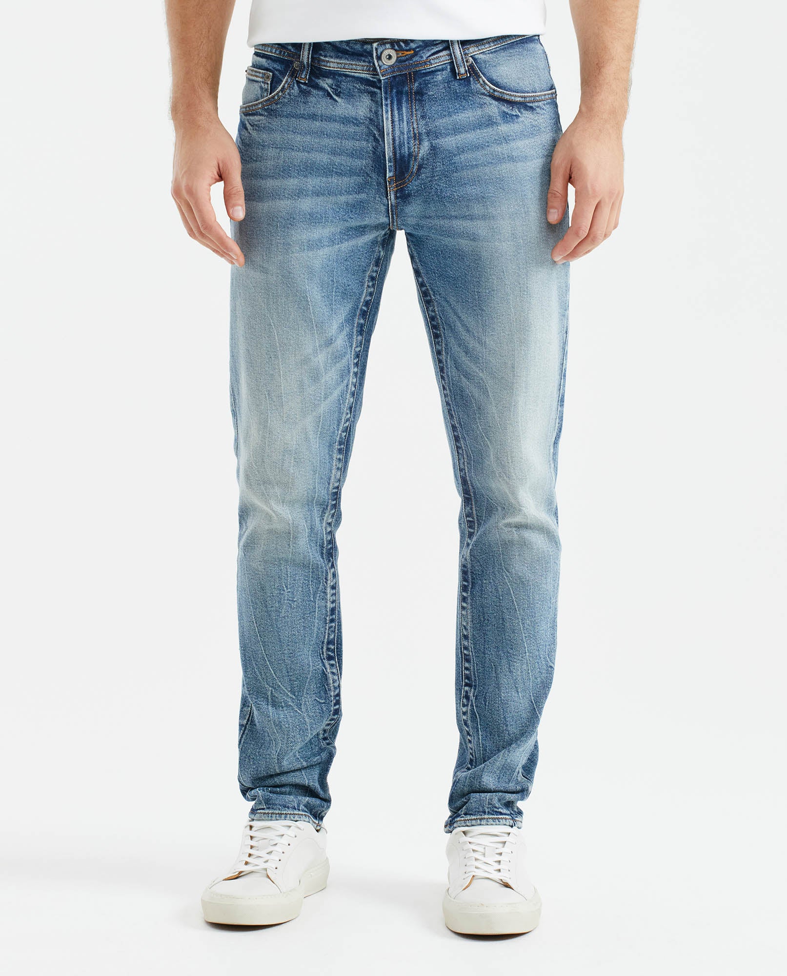 Men's Famous Jeans Slim Fit Medium Wash Subtle Distressing 331F017 - 1