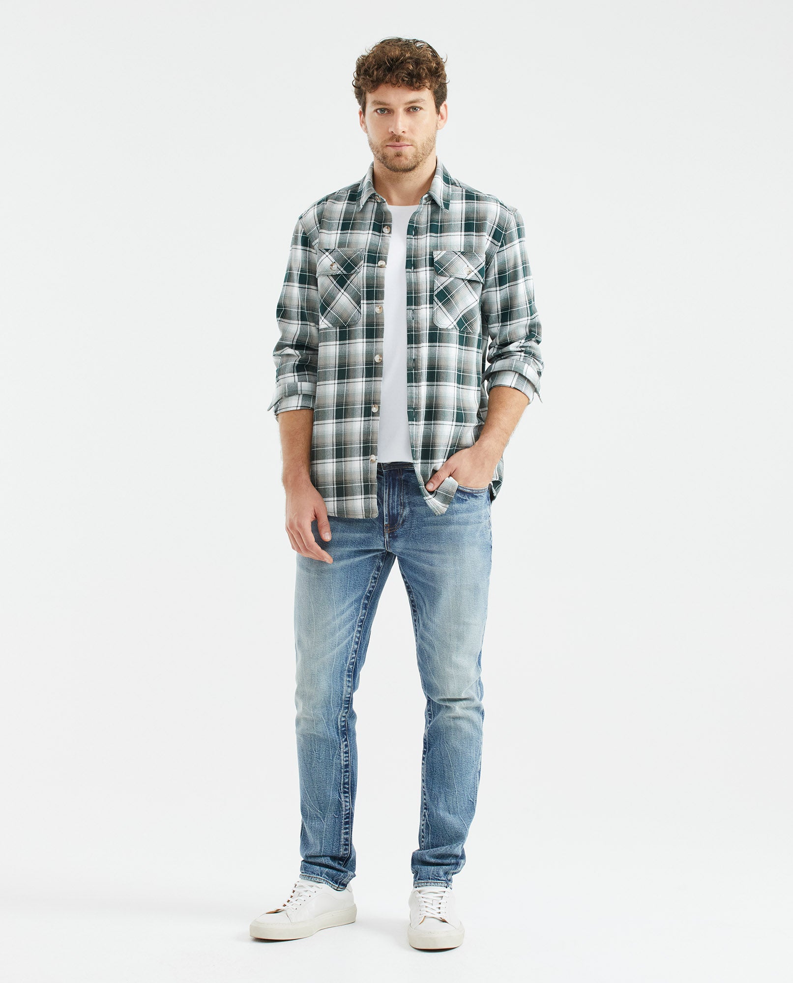 Men's Famous Jeans Slim Fit Medium Wash Subtle Distressing 331F017 - 2