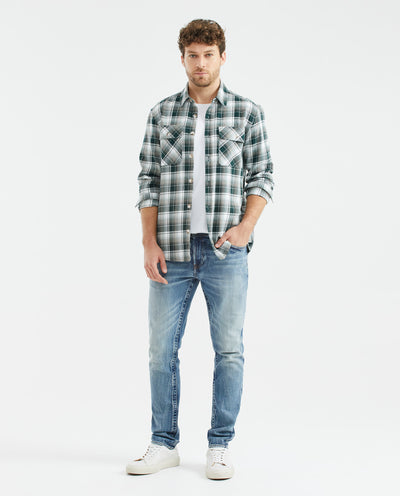 Men's Famous Jeans Slim Fit Medium Wash Subtle Distressing 331F017 - 2