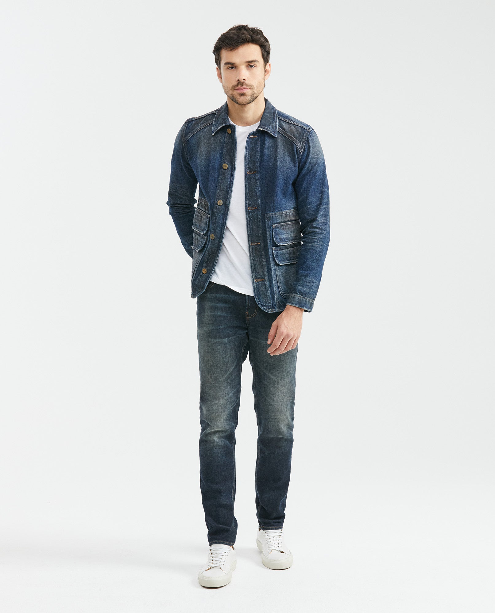 Men's JeanStraight Fit, Morrison, Slim Boot - Dark Heritage Blue Dirty Effect - Blue - 2