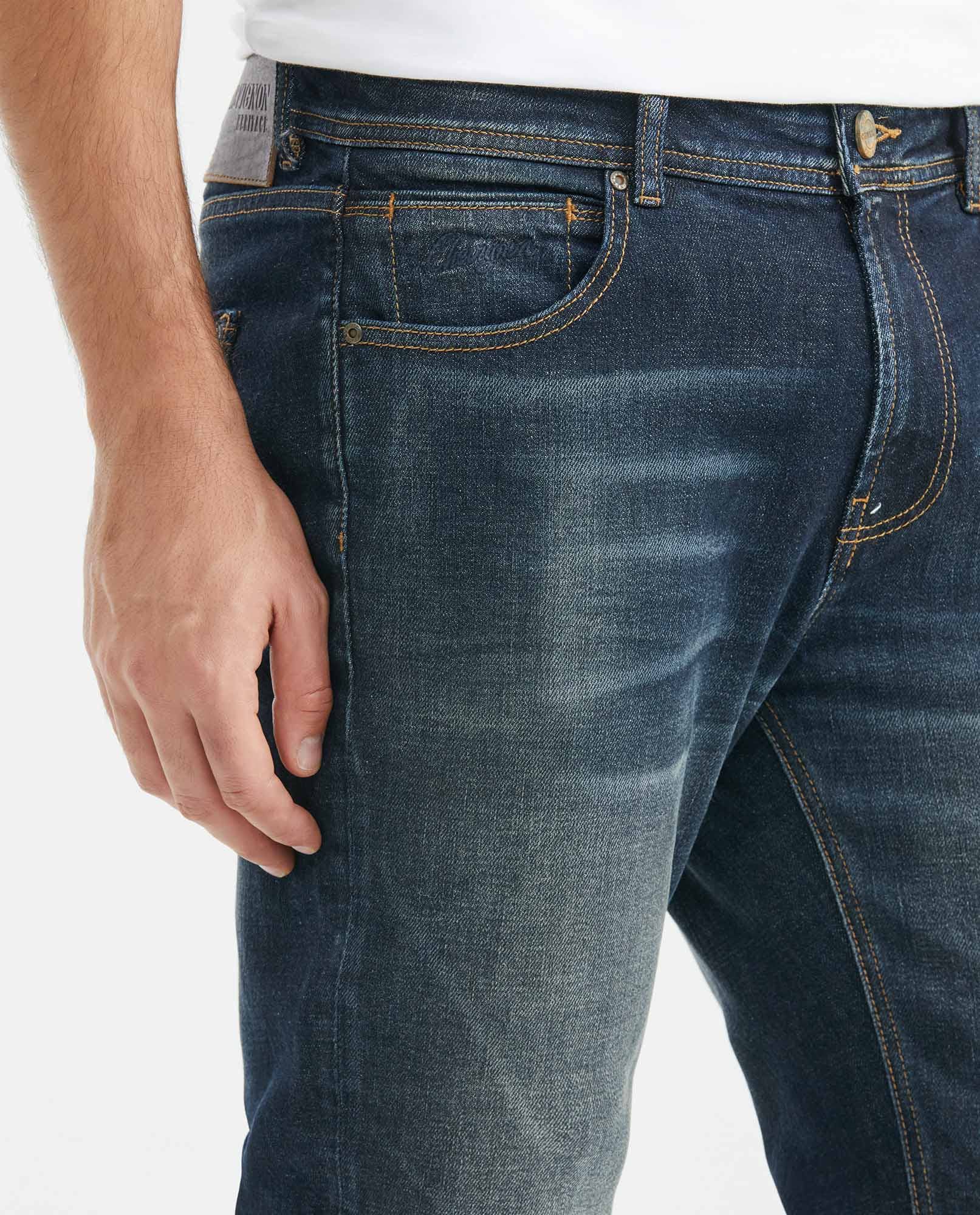 Men's JeanStraight Fit, Morrison, Slim Boot - Dark Heritage Blue Dirty Effect - Blue - 3