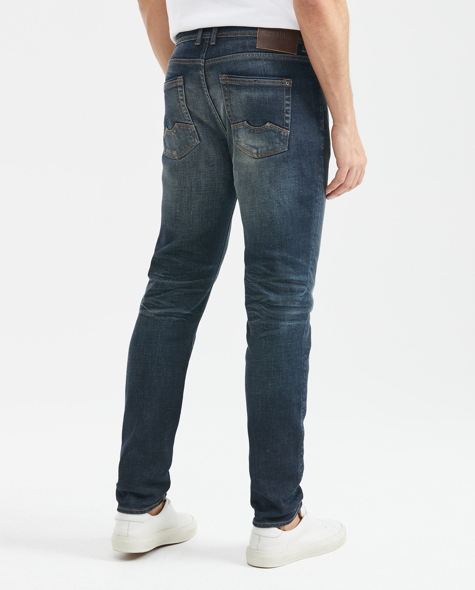 Men's Morrison Heritage Jeans Straight Bootcut Dark Wash Subtle Distressing - 5