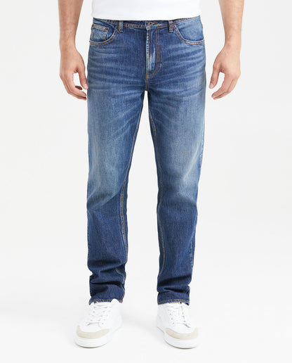Men's High - Rise Boot Cut Dark Relaxed Fit Jeans - Blue - 1