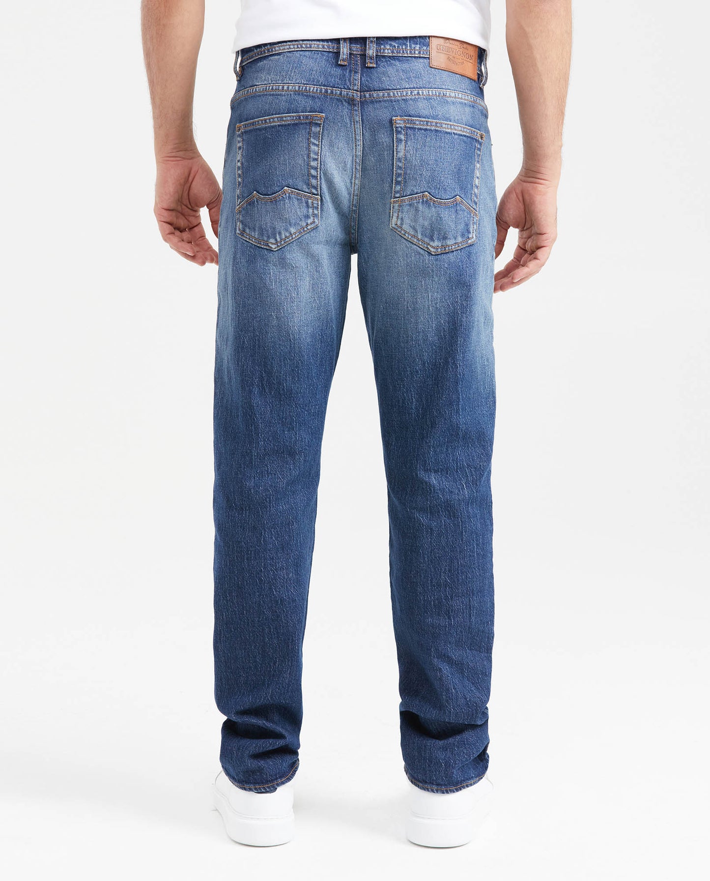 Men's High - Rise Boot Cut Dark Relaxed Fit Jeans - Blue - 3