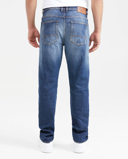 Men's High - Rise Boot Cut Dark Relaxed Fit Jeans - Blue - 3