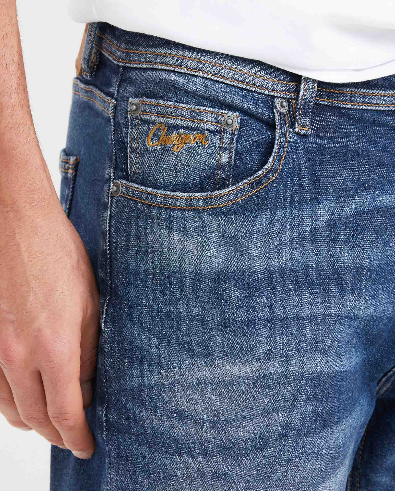 Men's Morrison Jeans Straight Slim Fit Medium Wash in Recycled Cotton-Cotton Blend 331G003 - 2