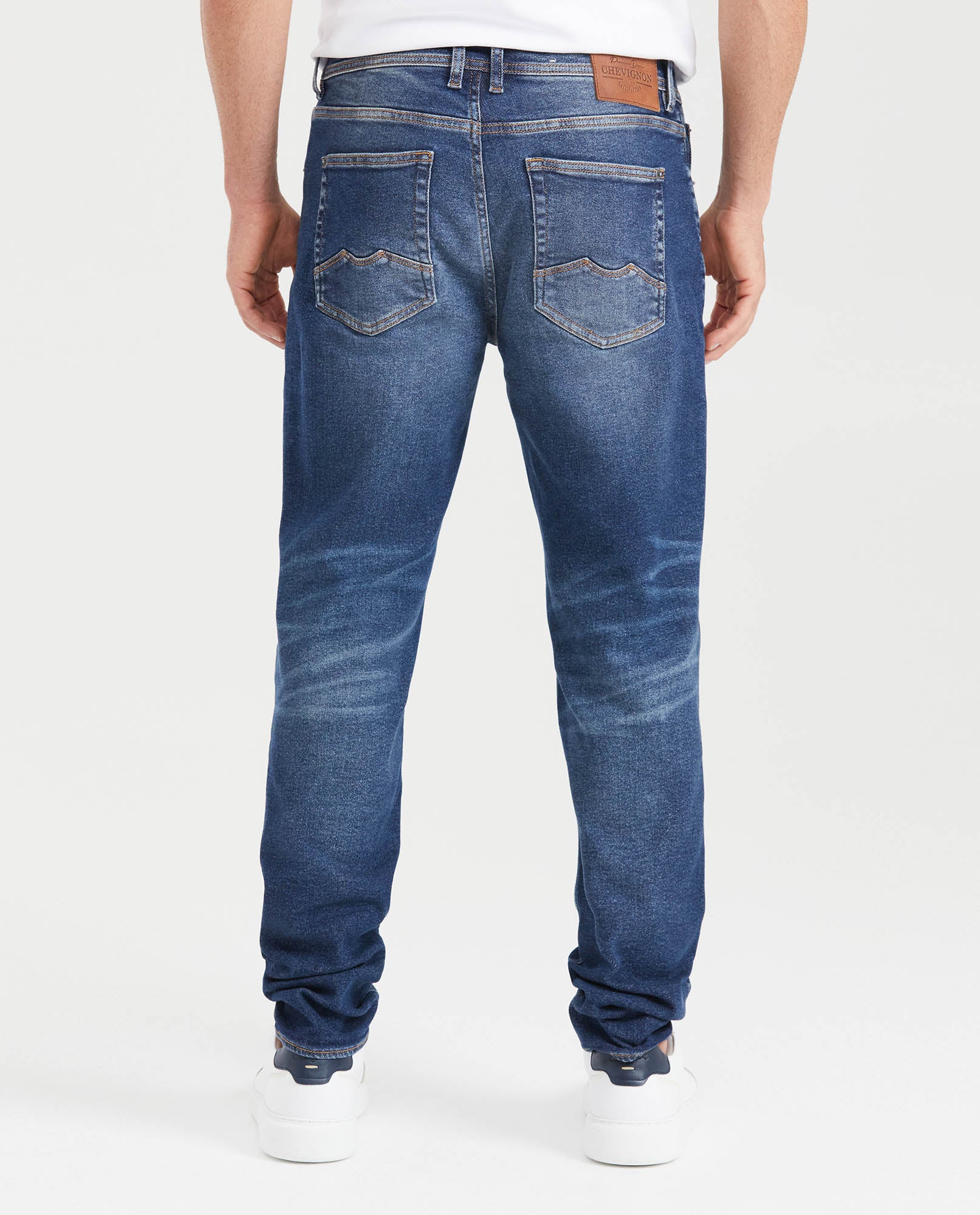 Men's Morrison Jeans Straight Slim Fit Medium Wash in Recycled Cotton-Cotton Blend 331G003 - 4