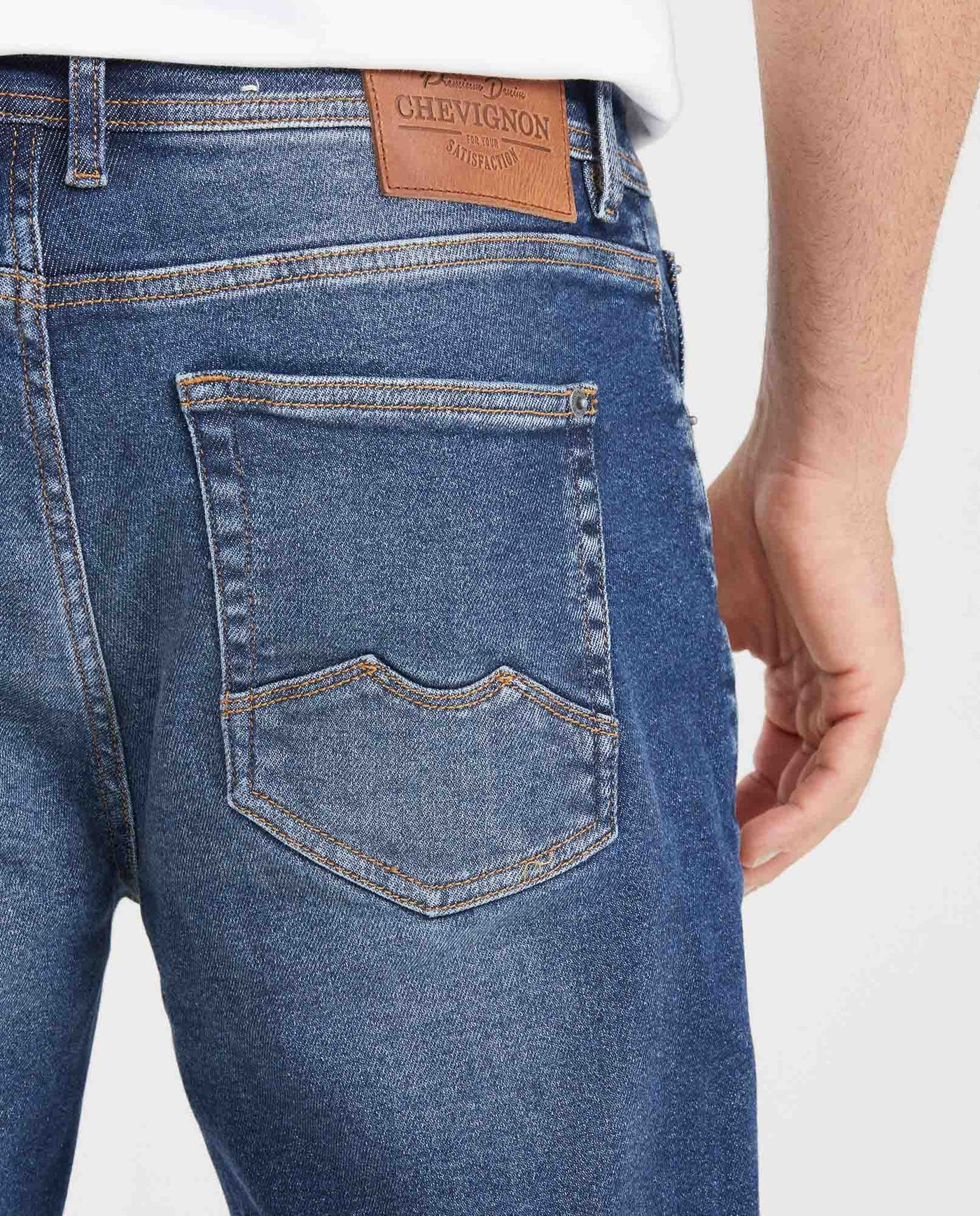 Men's Morrison Jeans Straight Slim Fit Medium Wash in Recycled Cotton-Cotton Blend 331G003 - 5