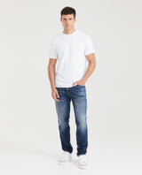 Men's Morrison Jeans Straight Slim Fit Medium Wash in Recycled Cotton-Cotton Blend 331G003 - 6