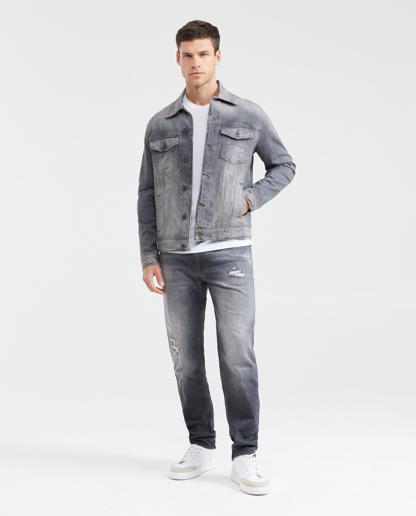 Men's Morrison Jeans Straight Bootcut Gray Linen-Cotton Blend Sustainable 331G012 - 7