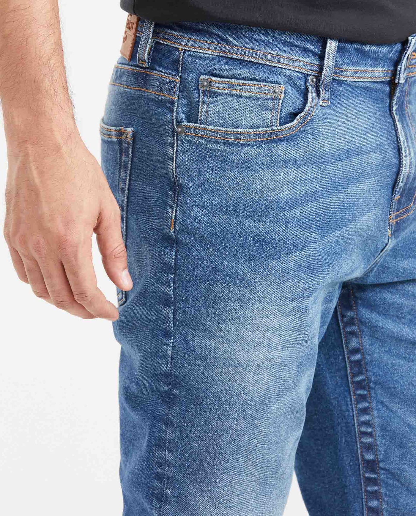 Slim Fit Mid-Rise Slim Leg Medium Blue Jeans for Men - Blue 331G014 - 2