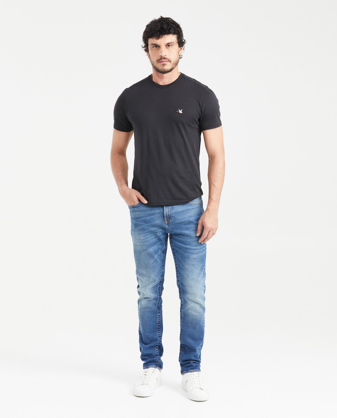Slim Fit Mid-Rise Slim Leg Medium Blue Jeans for Men - Blue 331G014 - 5