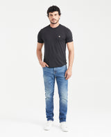 Slim Fit Mid-Rise Slim Leg Medium Blue Jeans for Men - Blue 331G014 - 5