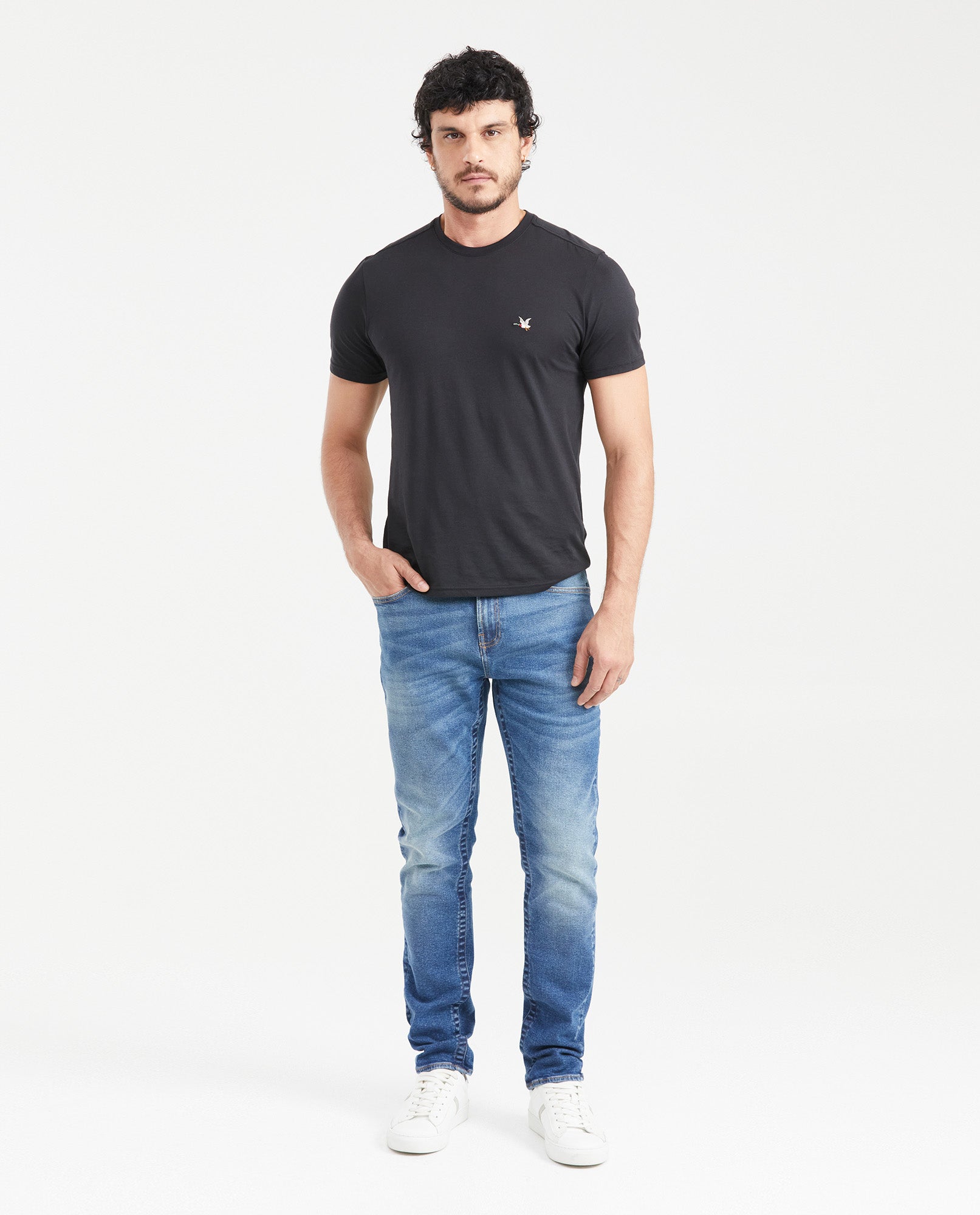 Slim Fit Mid-Rise Slim Leg Medium Blue Jeans for Men - Blue 331G014 - 5