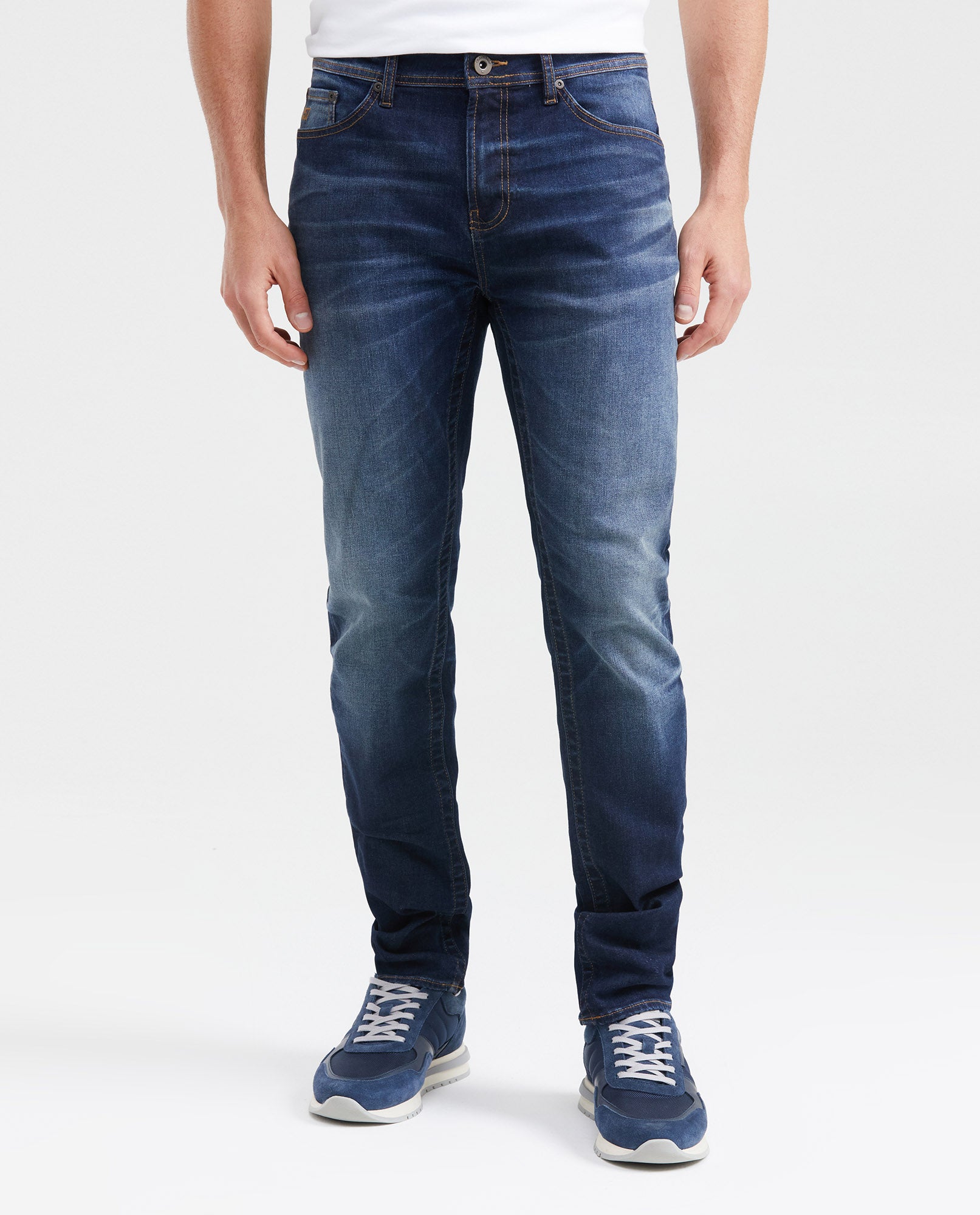 Men's Slim Fit Mid - Rise Ultra Dark Slim Leg Jeans - Blue - 1