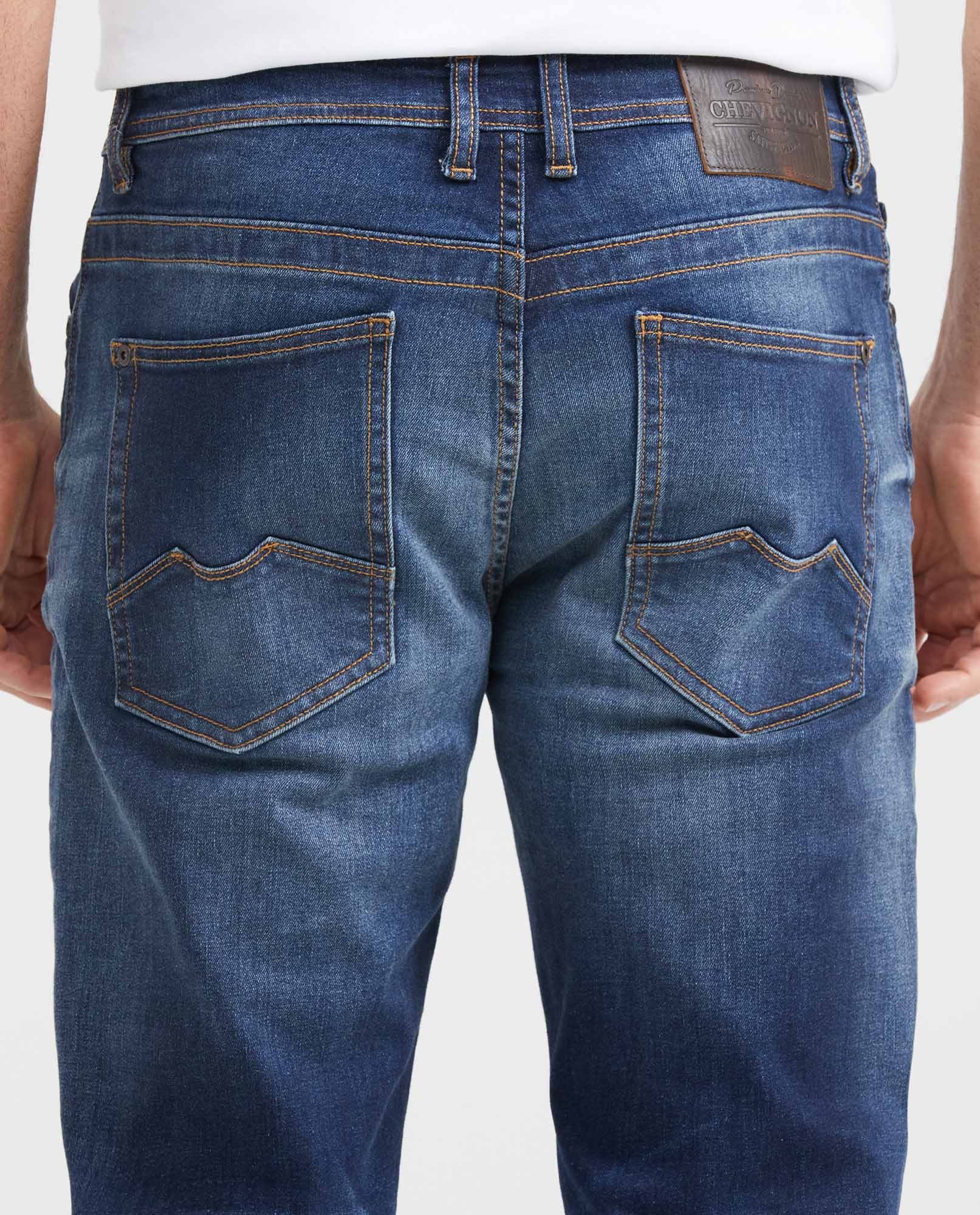 Men's Famous Jeans Slim Fit Ultra Dark Wash in Recycled Polyester-Cotton Blend 331G018 - 5