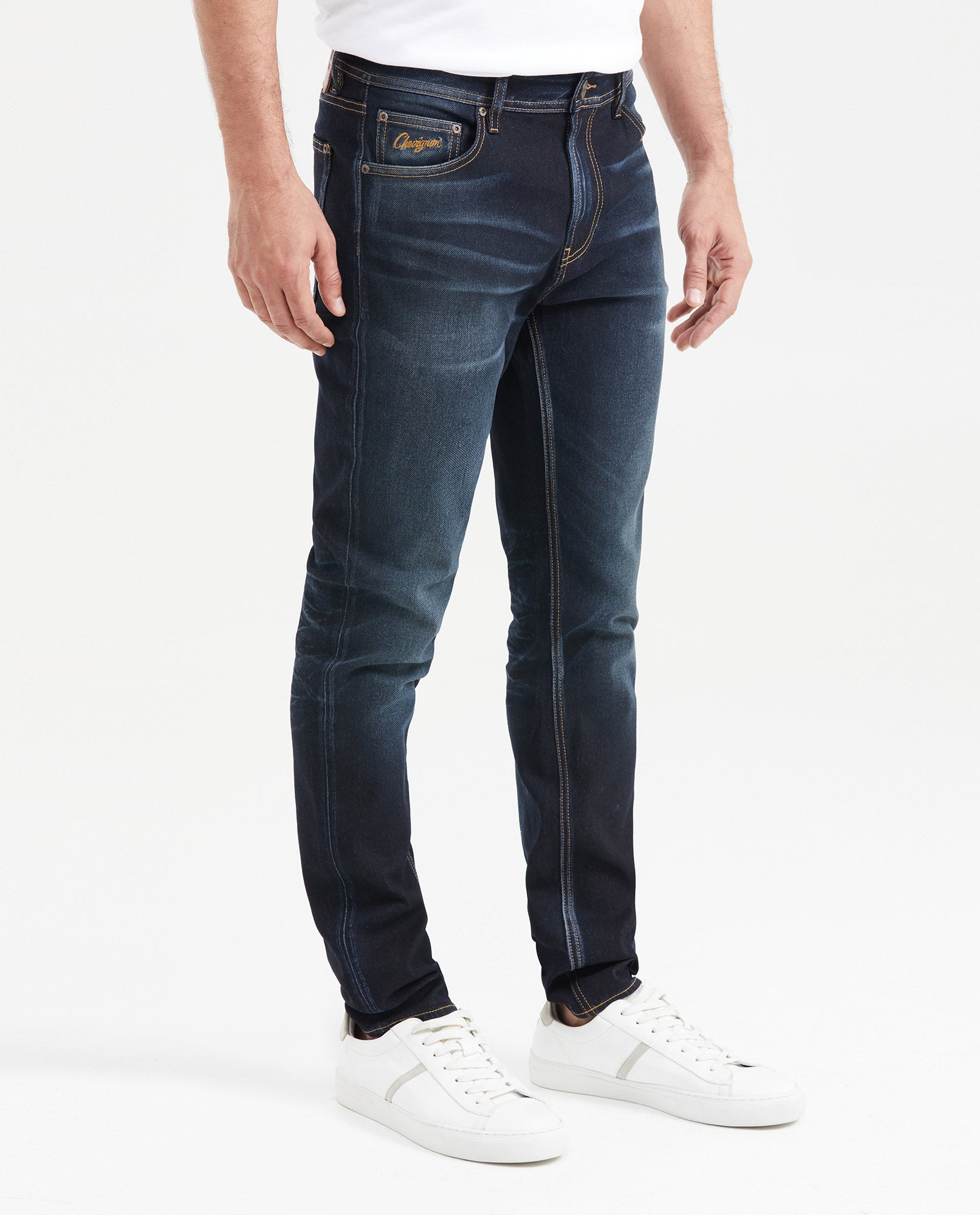 Men's Jeans Straight Fit Mid Rise Slim Leg Ultra Dark - Blue - 3