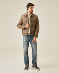 Mens Jeans Slim Fit Mid Rise Dark Wash Cotton Lyocell Distressed Repairs Embroidered Logo - Blue 63_331H000_AZU184140_4