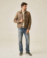 Mens Jeans Slim Fit Mid Rise Dark Wash Cotton Lyocell Distressed Repairs Embroidered Logo - Blue 63_331H000_AZU184140_4